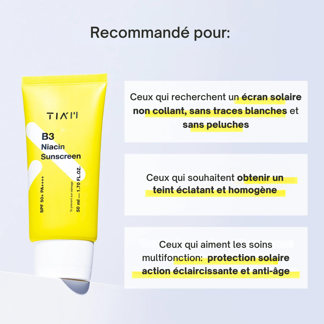 Crème solaire Niacin B3 SPF50+ PA++++