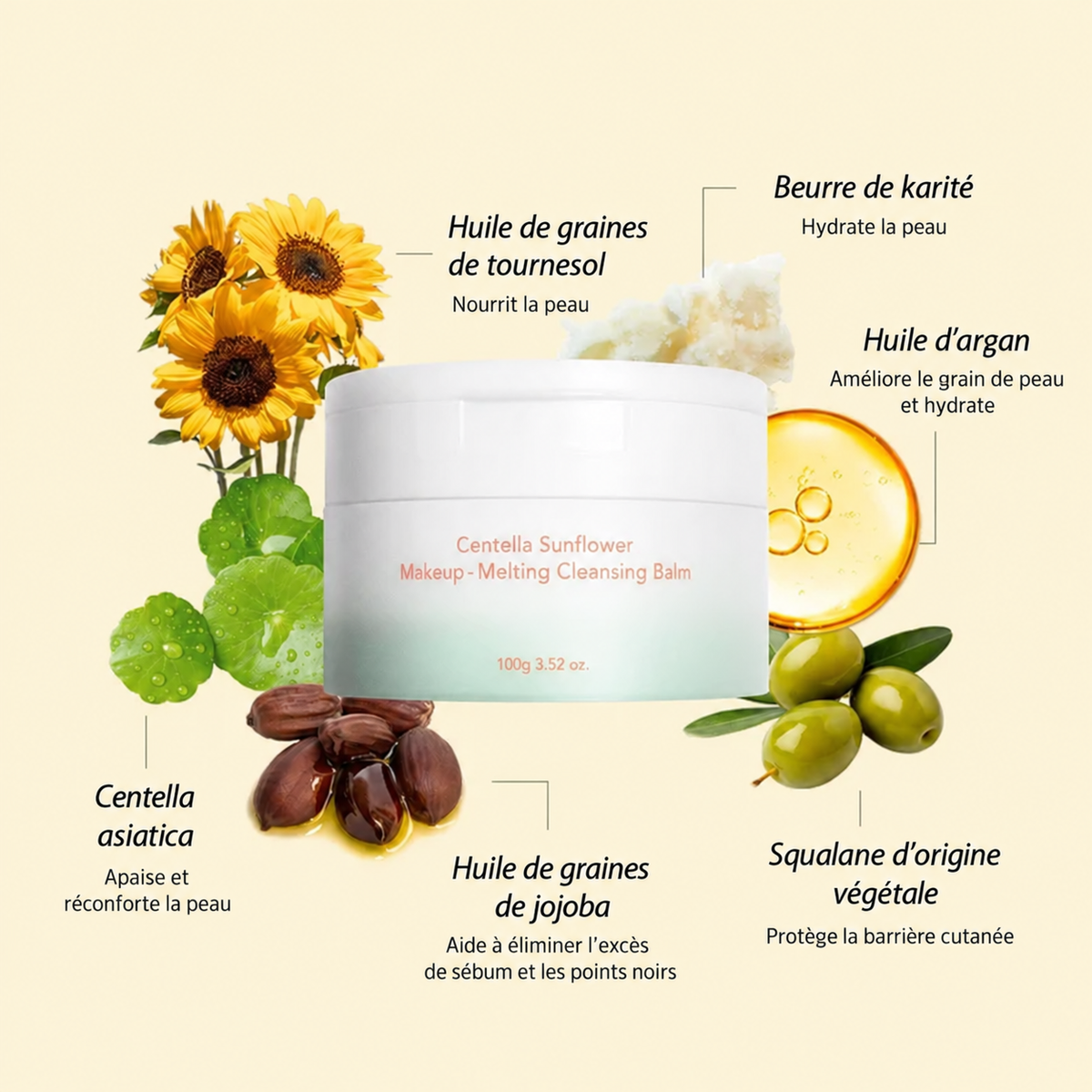 Baume démaquillant Centella & Tournesol