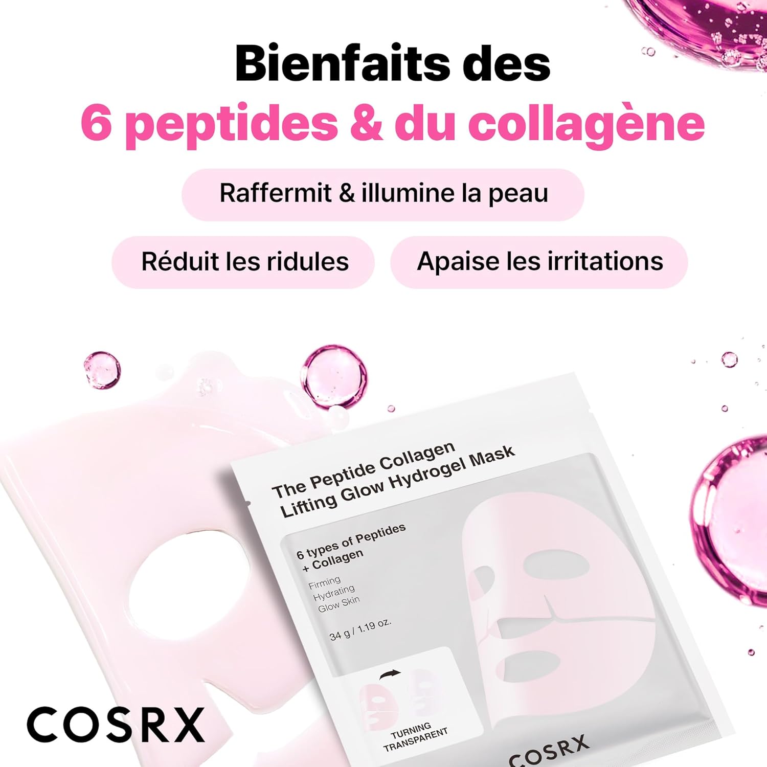 Masque hydrogel liftant Peptides et Collagène