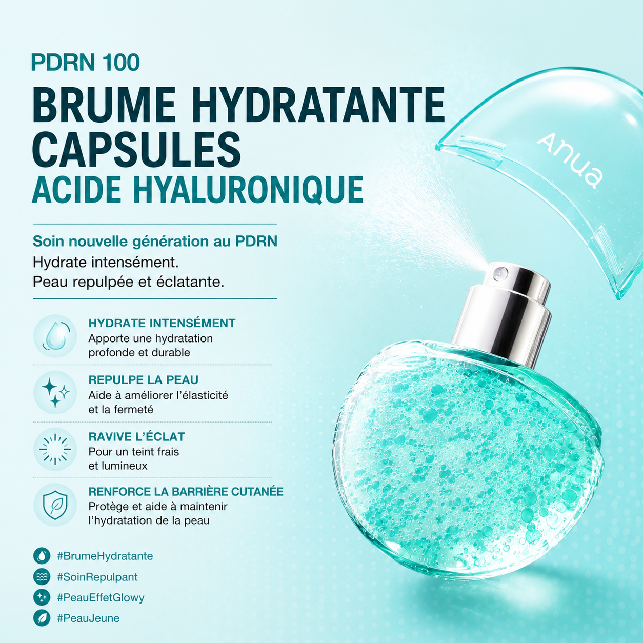 Brume hydratante PDRN capsules d'acide hyaluronique