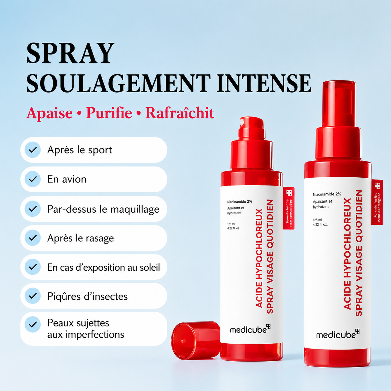 Spray anti-imperfections à l’acide hypochloreux